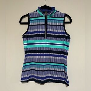 Tail Sleeveless Striped 1/4 Zip Top Size Small Tennis Golf Pickleball Outdoor